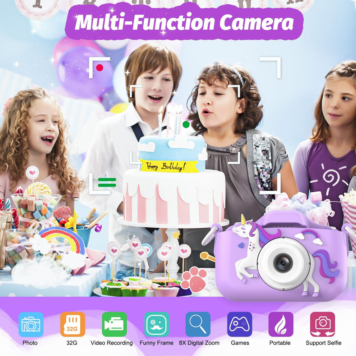 Goopow Kids Selfie Camera Toys for Girls Age 3-9 - Purple - image 2