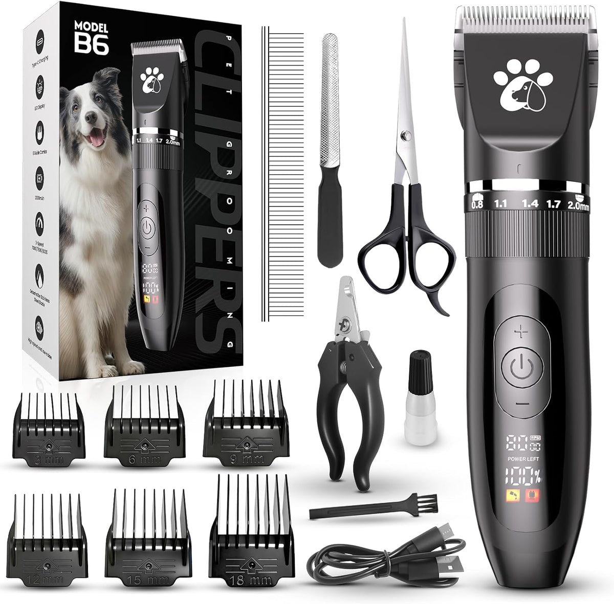 Coldspot cordless 3-speed dog clippers with ceramic blades for dogs and cats with thick coats