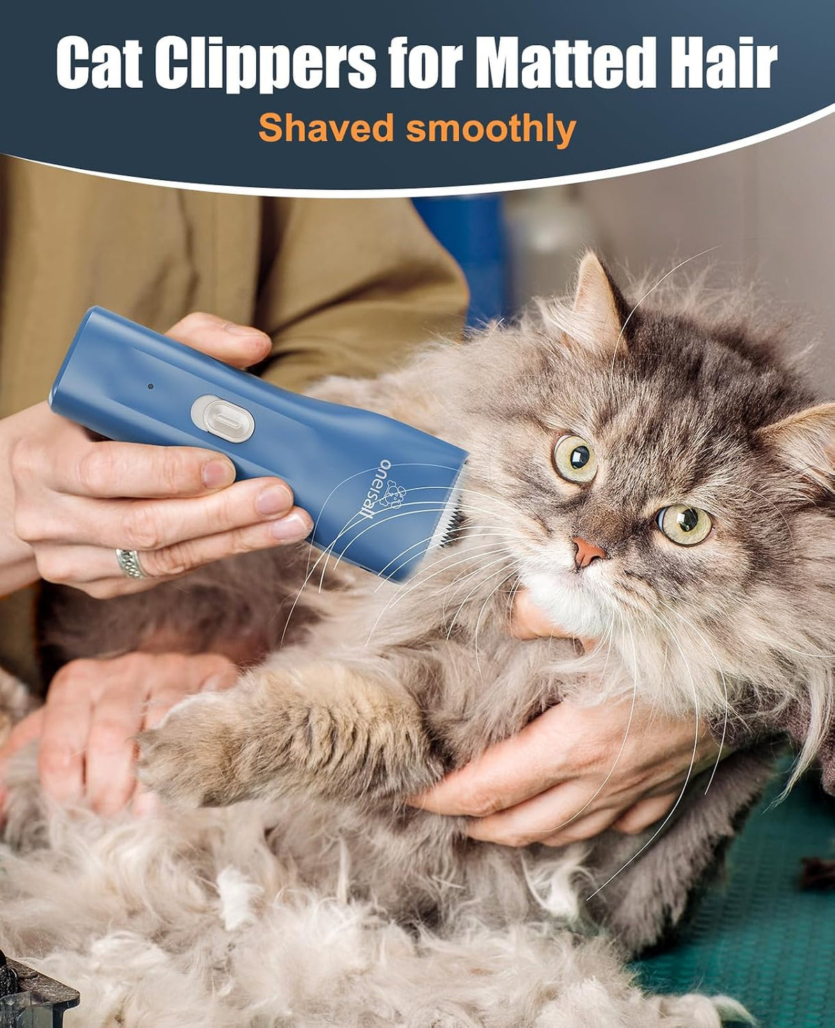 oneisall Pet Clippers for Cat Matted Hair - Blue / Standard - image 2