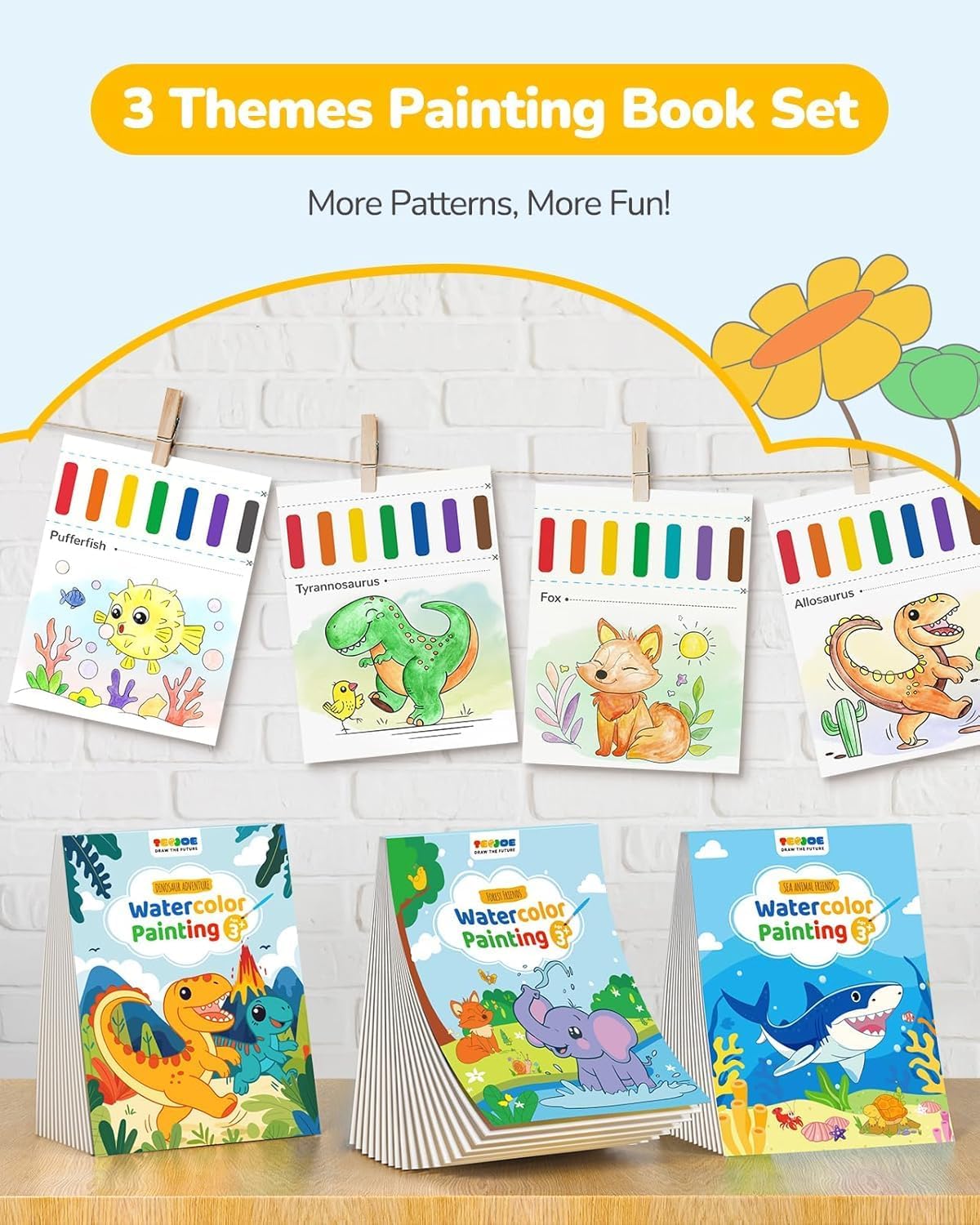 TECJOE 3 Pack Paint with Water Books - Forest & Sea & Dinosaur - image 2