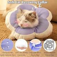 Cat Cone Collar Soft, Adjustable Kitten Cone After Surgery, Waterproof Recovery E Collar for Pet to Stop Licking(Purple Flower, Small)