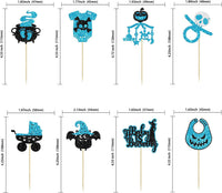 Gyufise black glitter Halloween happy birthday cake topper with half moon, house, pumpkin, ghost and - view 17