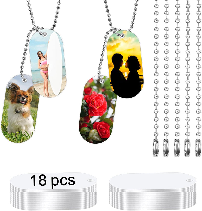 36 pcs Sublimation Dog Tags Blanks - 18 pcs Sublimate Dog tag Oval