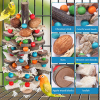 Large Parrot Toys Bird Chewing Toys-Natural Nuts Corn Loofah Wooden - image 4