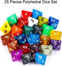 TecUnite 25 Pcs Polyhedral Dice Set, Transparent Mixed Color - Transparent and Dots / 8 Sides - image 4