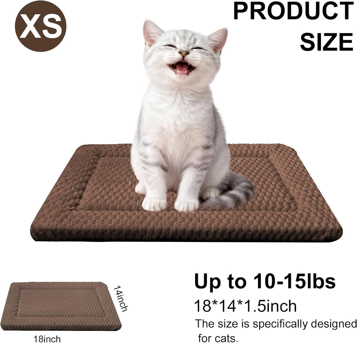 Dog Bed Mat, Reversible Crate Pad - 18"L*14"W*1.5"Th / Dark Brown-1pc - image 3