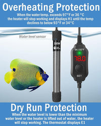 AquaMiracle Adjustable 300W Aquarium Heater Submersible Fish Tank Heater Super Short Aquarium Heater with LED Digital Display Thermostat, for Tanks 40-60 Gallons