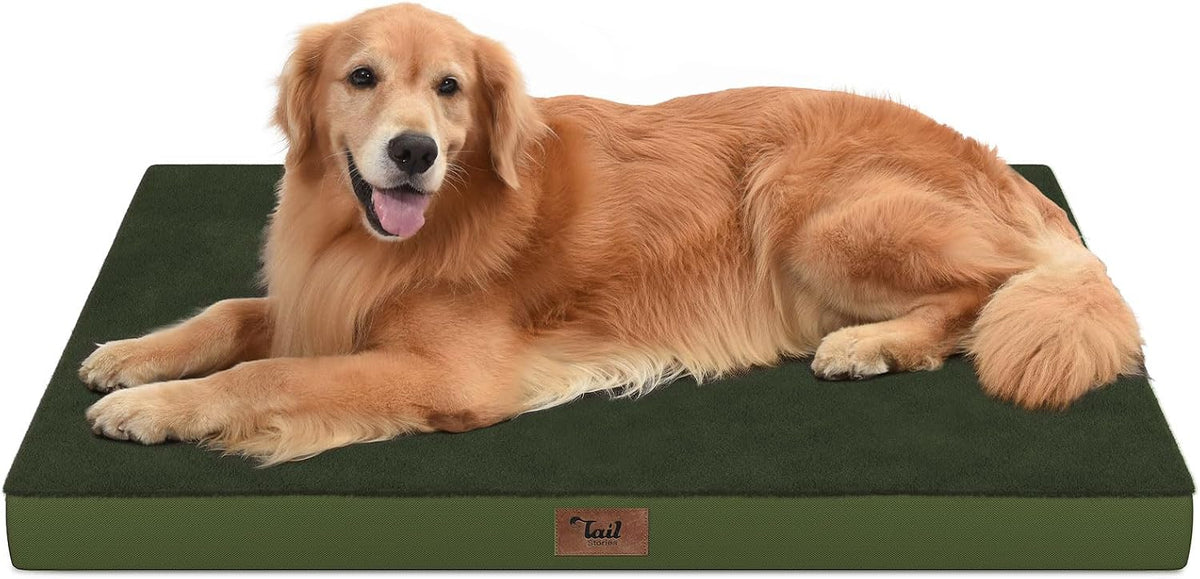 Outdoor Waterproof Orthopedic Dog Bed for Large Dogs – Essentials for Dogs - Olive Green / 44.0"L x 32.0"W x 3.5"Th