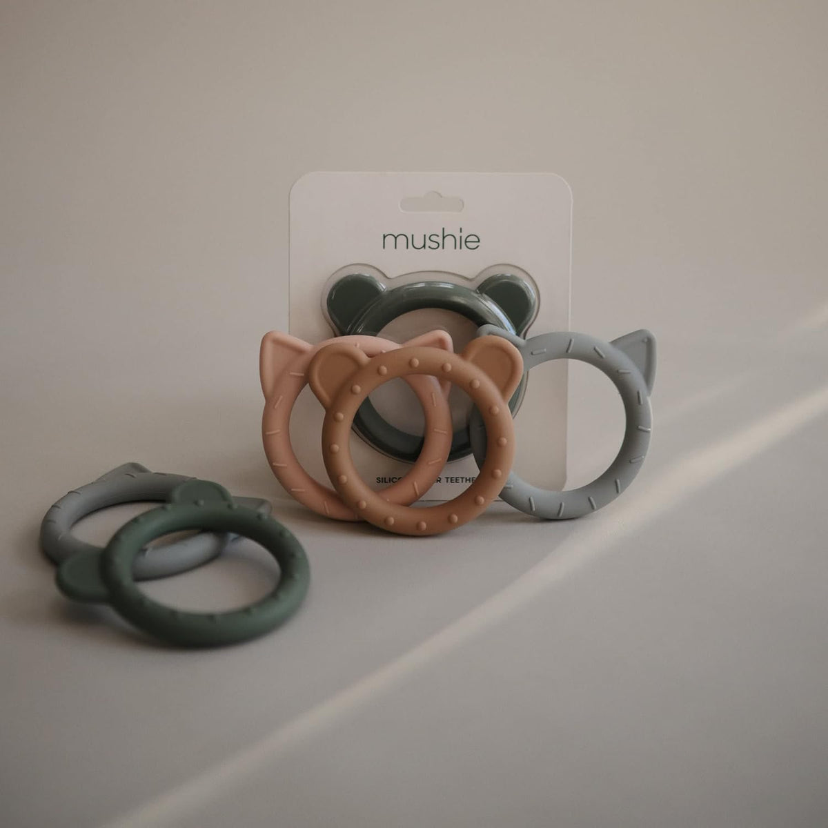 mushie Silicone Baby Teether Toy - Bear (Dried Thyme) - image 2