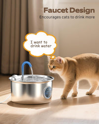 Cat Water Fountain Stainless Steel: Cat Fountain for Drinking - Cat Fountain+8 Filters +8 Sponges - image 3