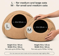 Cat Cave, New Zealand Wool Bed for Indoor Cats - Beige / Large - image 2