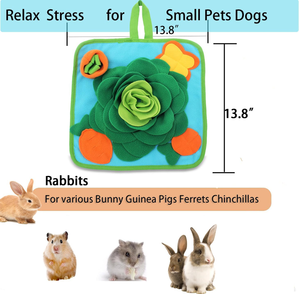 Rabbit Foraging Mat Snuffle Mat for Small Animals Bunny Puzzle Toys - Green - image 2