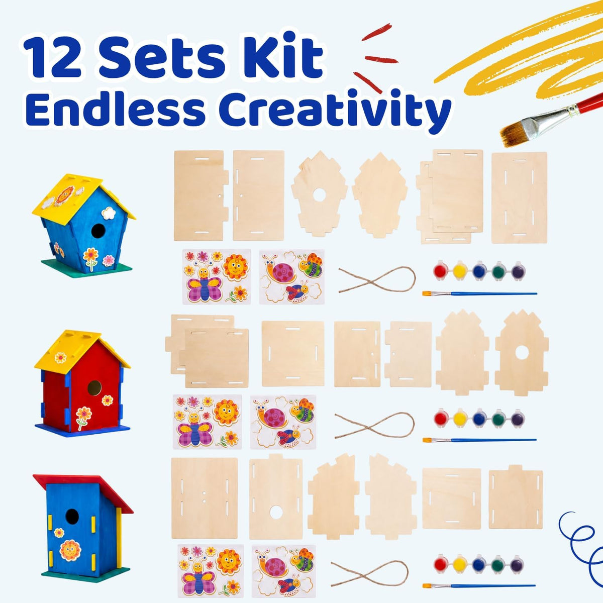 Neliblu [12 Pack] DIY Bird House Kits for Kids - image 2