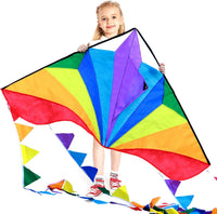 HONBO Large Delta Kite for Kids & Adults - Rainbow