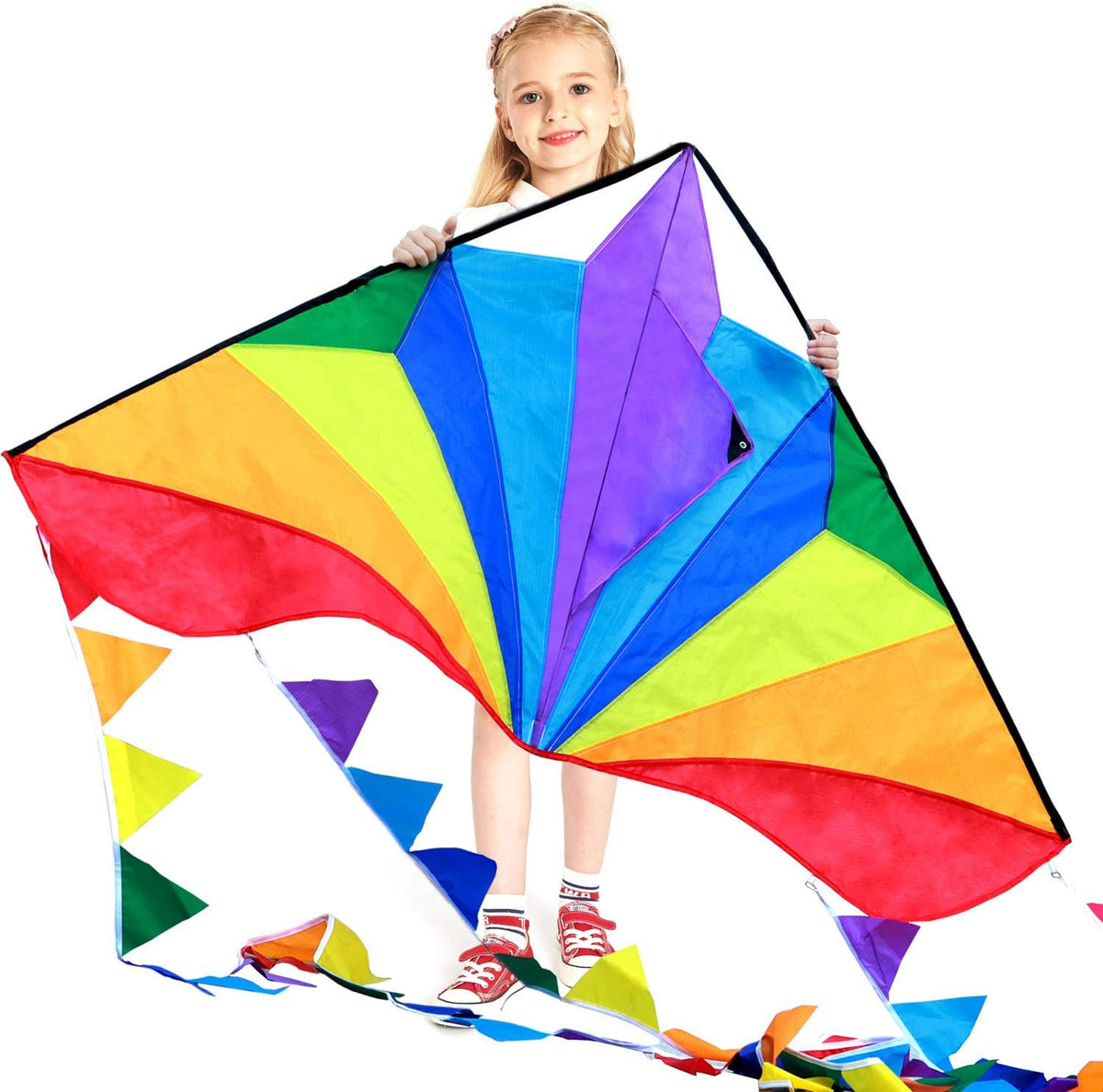 HONBO Large Delta Kite for Kids & Adults - Rainbow