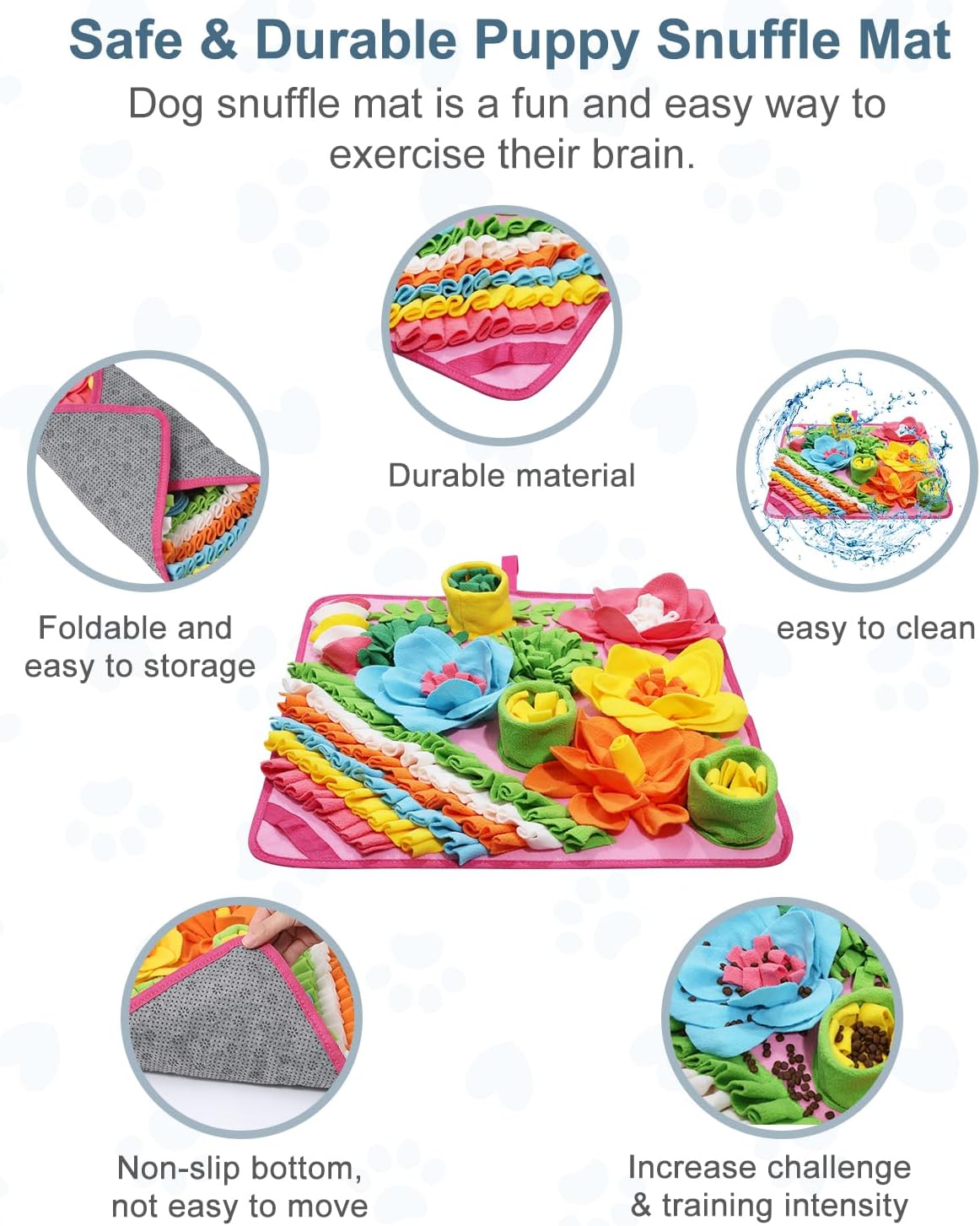 Snuffle Mat for Dogs, 15.4in Felt Wool for Small/Medium Pet Puzzle – Essentials for Dogs - Pink / 20"L x 20"W - image 2