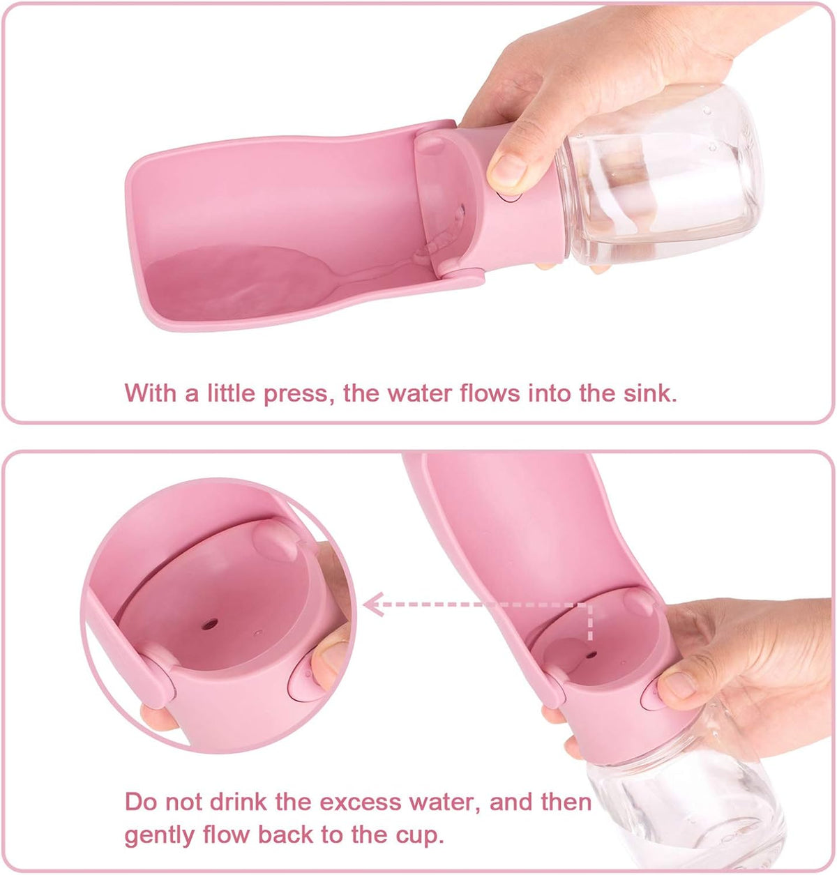 Portable Dog Water Bottle - Pink / 12oz - image 4