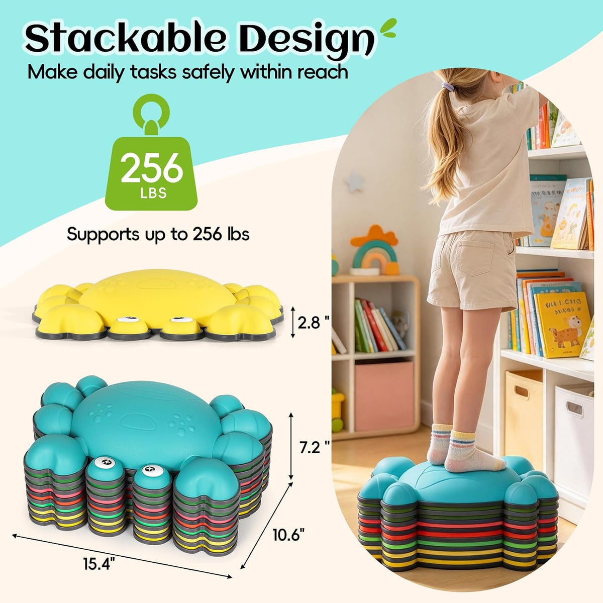 TOPNEW crab balance stepping stones for kids in bright colors, set of 6 - view 17