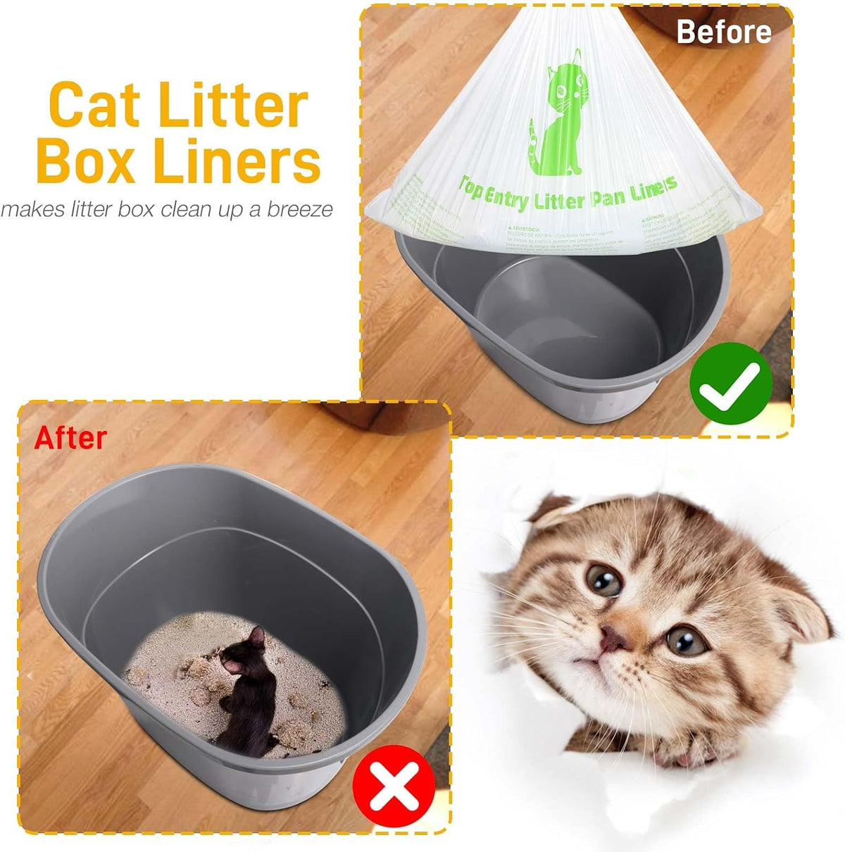 Cat Litter Box Liners Compatible with Top Entry Litter Pans Model - 1 Count (Pack of 25) - image 2