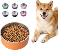 Dog Bowl, Stainless Stee Dog Water Bowl and Food Bowl - 64oz / Orange