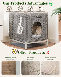 Cat Litter Box Enclosure Hidden Litter Box Furniture - Medium / Grey - image 4