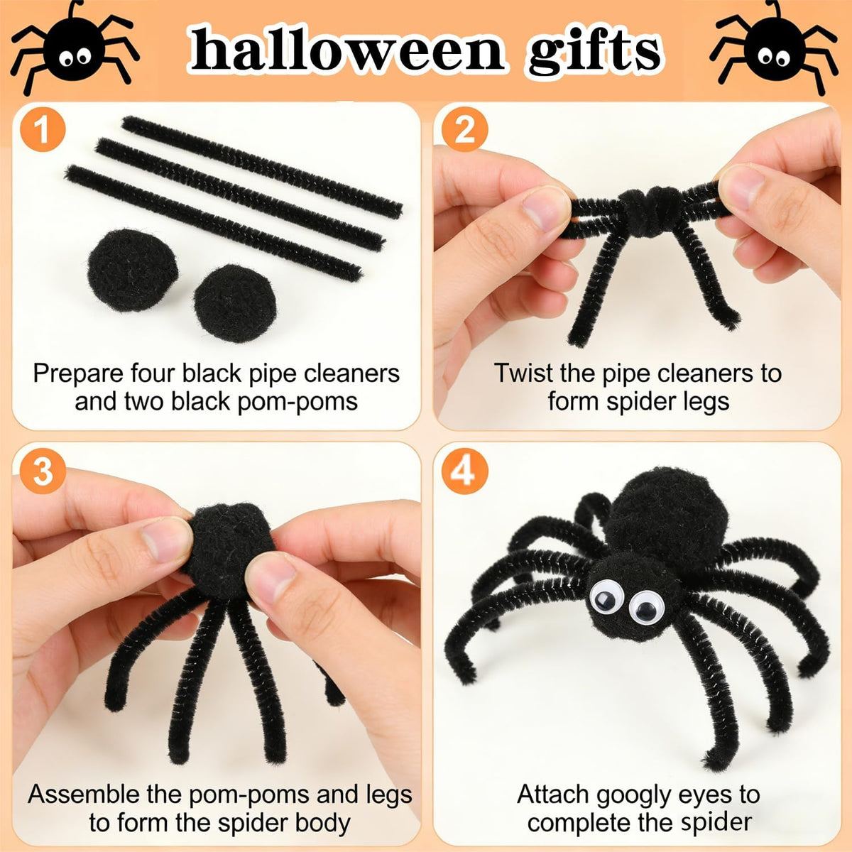 Black Pipe Cleaners for Crafts, Craft Supplies, Arts and Crafts - Black - image 4