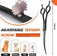 JASON 7.5" Dog Grooming Scissor - Professional Down-curved Shear with Ergonomic Handle Japanese Stainless Steel Hair Scissor for Dogs, Cats and Other Pets, Sharp (Down-curved, Black)