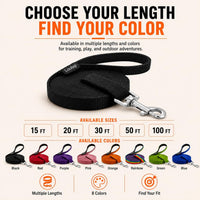 Long Line Dog Training Leash with Padded Handle - 30ft / Black - image 4