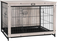 HOOBRO Dog Crate Furniture, 38.6" Large Dog Kennel Indoor - 38.6"L x 25.6"W x 26.9"H / Greige