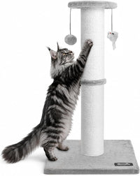 34-Inch Tall Cat Scratching Post for Large Cats, Stable Base - Light Gray