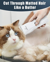 oneisall Pet Clipper for Cat Matted Hair, Pet Shaver for Cats Quiet Pet Clippers Waterproof Cordless Cat Clippers for Matted Hair Long Hair with Storage Bag (White)