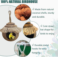 Natural Coconut Hide with Ladder Perches Hanging Bird House Toy - 1pc Coconut Fiber Hanging Birdhouse Cage - image 4
