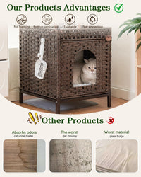 Cat Litter Box Enclosure Hidden Litter Box Furniture - Medium / Brown - image 4