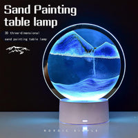 rysnwsu Moving Sand Art Picture Round Glass 3D Deep Sea Sandscape - Black / Button-Control - image 4