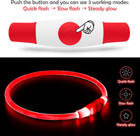 Led Dog Collar, BSEEN USB Rechargeable Flash Light up Dog Collar – Essentials for Dogs - Red - image 2