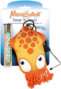 Meowijuana Jump 'n' Jamb Door Hanging Cat Toy | Deep Sea Squid | Refillable Interactive Catnip Toy | Promotes Play and Cat Health | Includes Potent Catnip Grown in North America