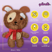 Qollorette felt sewing kit for kids with a handmade kitty stuffed toy and outfits - view 15