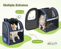 Pecute Pet Carrier Backpack, Cat Backpack Carrier, Expandable with Breathable Mesh for Small Dogs Cats Puppies, Dog Backpack Carrier for Hiking Travel Camping Outdoor, Hold Pets Up to 17 Lbs
