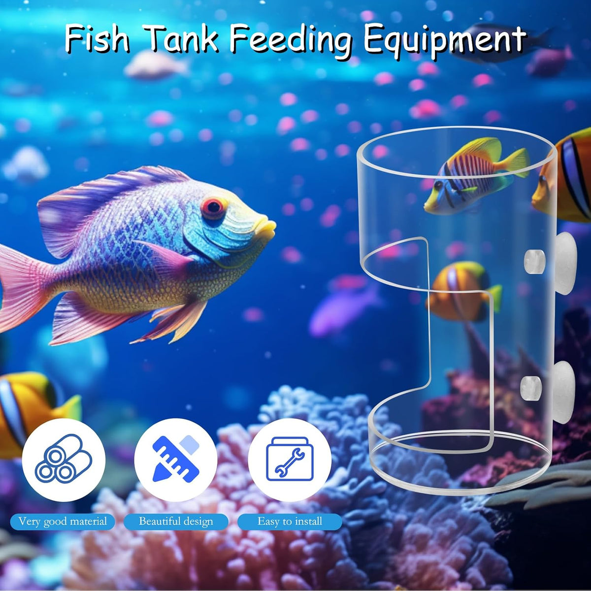 2Pcs Aquarium Fish Feeder Feeding Tray with Suction Cup - 2.Transparent - image 3