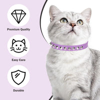 Leather Cat Collar, Breakaway Kitten Collars with Bell, Black – Essentials for Small Pets - Purple_Studded / 8"-12" Cats / Mini Dogs(Pack of 1) - image 4