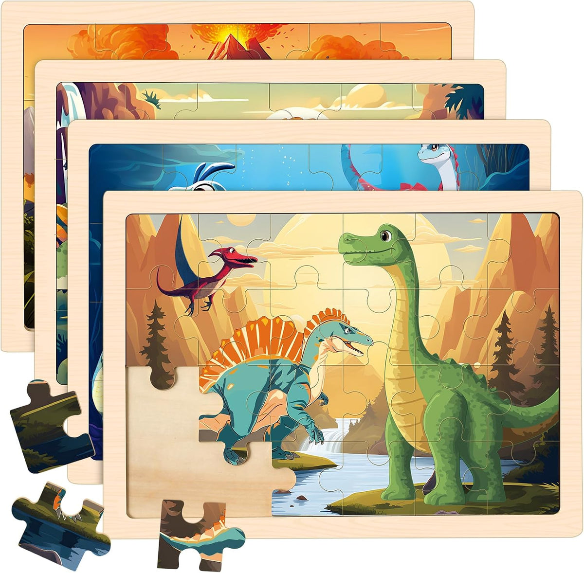 LACCHOUFEE 4-pack wooden puzzles for kids ages 3 to 5 - view 4