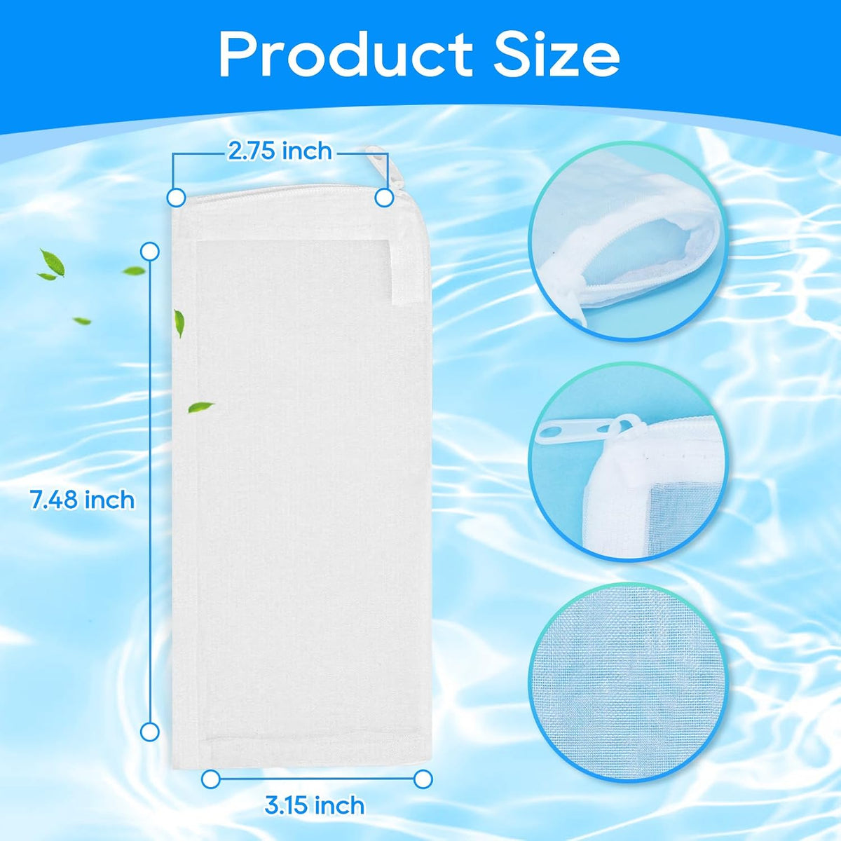 10pc Filter Media Bags for Aquarium - 3.1" x 7.9" - 15pack / White - image 2