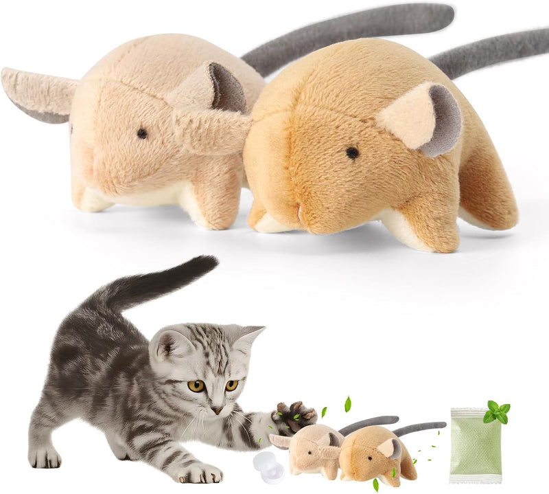 Plush Catnip Mice Toys with Rattle Sound - 2Pcs / Medium