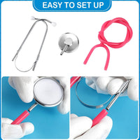 meekoo 2 Pack Kids Stethoscope Toy Halloween Cosplay Costume - Pink, Blue - image 3