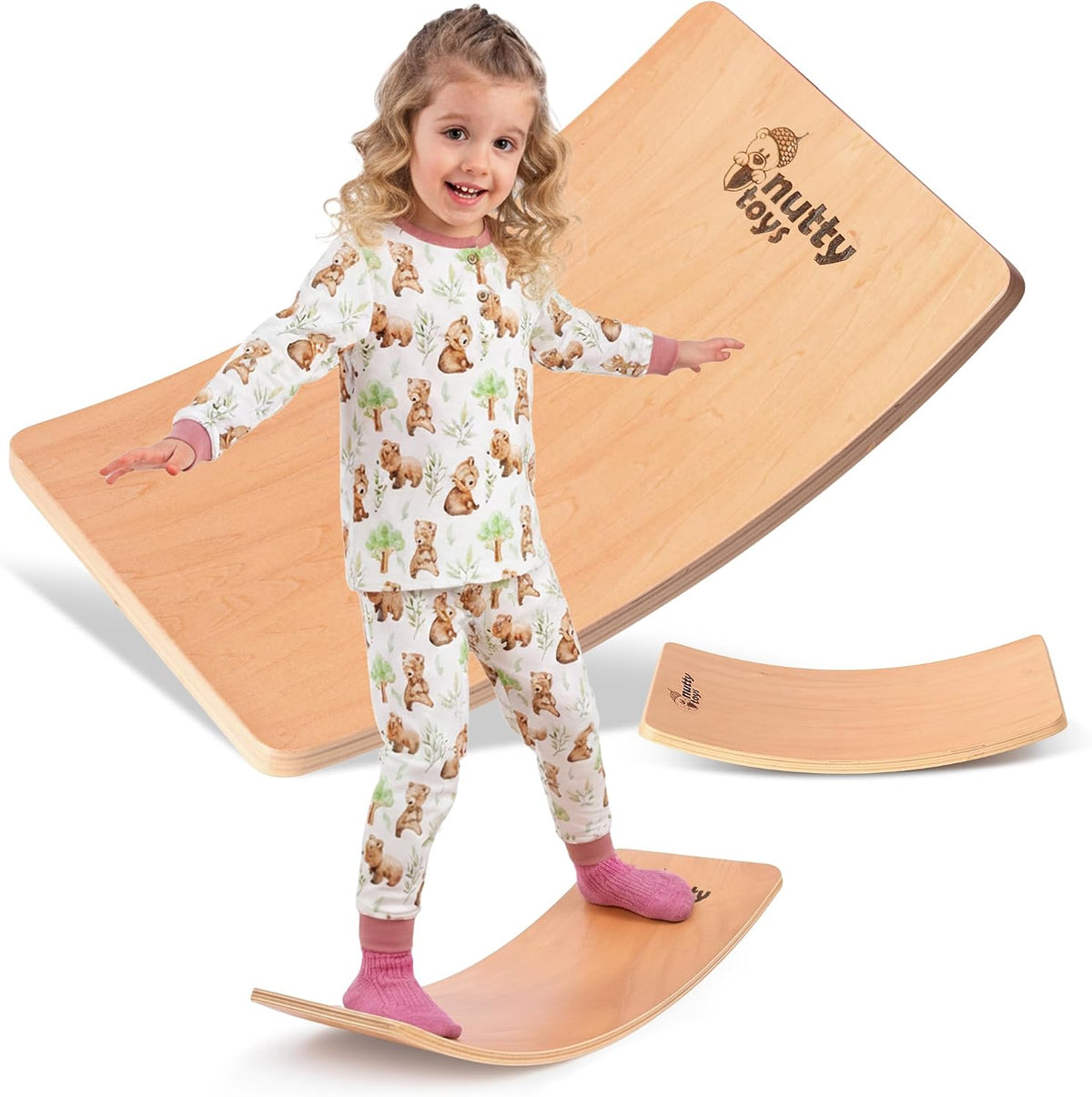 NUTTY TOYS Montessori Wooden Wobble Board for Kids & Adults 100% - Mini