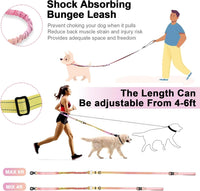 Heavy Duty Hands Free Dog Leash with Quick Release Carabiner - Pinkish Yellow - image 3