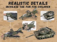 Crelloci 5 pack pull back army toys, three camo fighter jets and two tanks - view 11