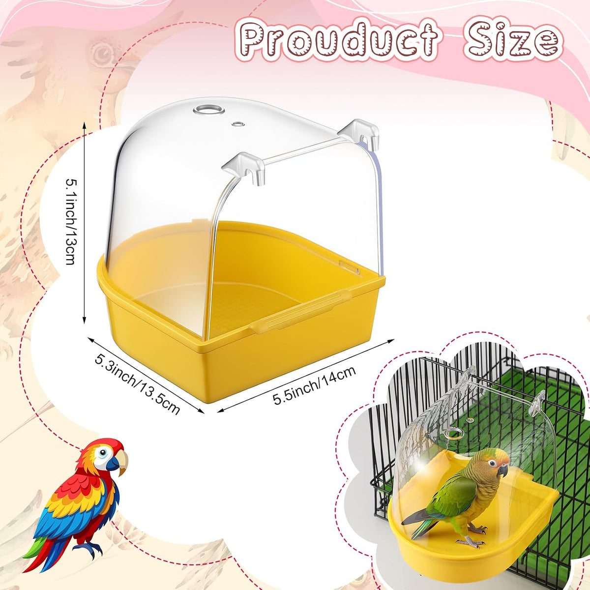 Honeydak 3 Pcs Bird Bath for Cage Parakeet Bath Hanging Box - Bright Colors - image 3