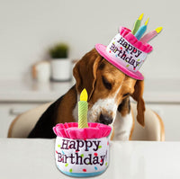 Large Dog Birthday Cake Hat & Bandana Set - Pink Hat & Bandana - image 4