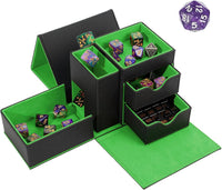 Stepane dice tray and dice tower storage box in black and red PU leather with drawers - view 5